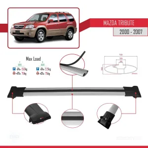 Mazda Tribute 2000-2007 Arası ile Uyumlu FLY Model Ara Atkı Tavan Barı GRİ - Görsel 4