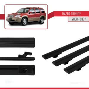 Mazda Tribute 2000-2007 Arası ile Uyumlu Basic Model Ara Atkı Tavan Barı SİYAH 3 ADET - Görsel 3
