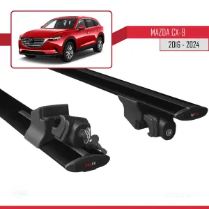Mazda CX-9 2016-2023 ile uyumlu HOOK Model Anahtar Kilitli Ara Atkı Tavan Barı SİYAH - Görsel 5