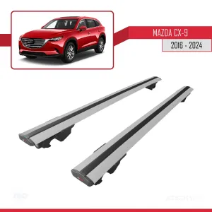 Mazda CX-9 2016-2023 ile uyumlu HOOK Model Anahtar Kilitli Ara Atkı Tavan Barı GRİ - Görsel 4