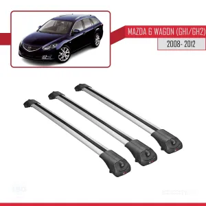 Mazda 6 Wagon (GH1/GH2) 2008-2012 Arası ile uyumlu ACE-1 Ara Atkı Tavan Barı GRİ 3 ADET BAR thumb 3