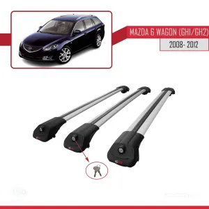 Mazda 6 Wagon (GH1/GH2) 2008-2012 Arası ile uyumlu ACE-1 Ara Atkı Tavan Barı GRİ 3 ADET BAR thumb 4