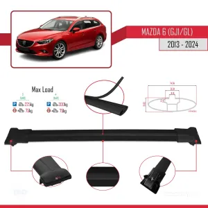 Mazda 6 (GJ1/GL) 2013-2024 ile Uyumlu FLY Model Ara Atkı Tavan Barı SİYAH 3 ADET BAR - Görsel 4