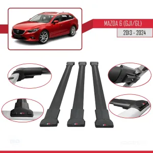 Mazda 6 (GJ1/GL) 2013-2024 ile Uyumlu FLY Model Ara Atkı Tavan Barı SİYAH 3 ADET BAR - Görsel 5