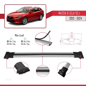 Mazda 6 (GJ1/GL) 2013-2024 ile Uyumlu FLY Model Ara Atkı Tavan Barı GRİ 3 ADET BAR - Görsel 4