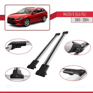 Mazda 6 (GJ1/GL) 2013 ve Sonrası ile Uyumlu FLY Model Ara Atkı Tavan Barı GRİ thumb 5