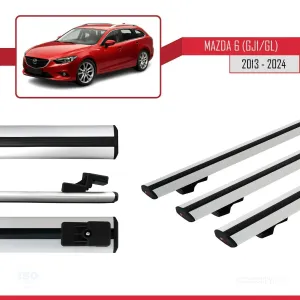 Mazda 6 (GJ1/GL) 2013 ve Sonrası ile uyumlu Basic Model Ara Atkı Tavan Barı GRİ 3 ADET thumb 5