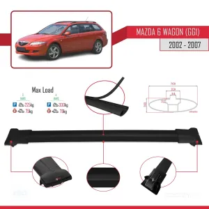 Mazda 6 (GG1) 2002-2007 Arası ile Uyumlu FLY Model Ara Atkı Tavan Barı SİYAH 3 ADET BAR - Görsel 4