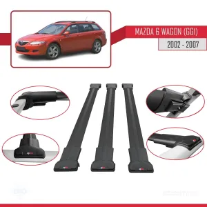 Mazda 6 (GG1) 2002-2007 Arası ile Uyumlu FLY Model Ara Atkı Tavan Barı SİYAH 3 ADET BAR - Görsel 5
