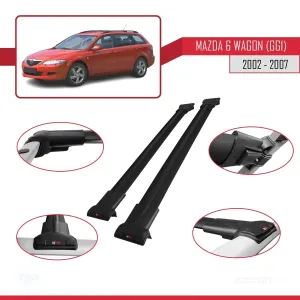 Mazda 6 (GG1) 2002-2007 Arası ile Uyumlu FLY Model Ara Atkı Tavan Barı SİYAH thumb 5