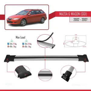 Mazda 6 (GG1) 2002-2007 Arası ile Uyumlu FLY Model Ara Atkı Tavan Barı GRİ 3 ADET BAR - Görsel 4