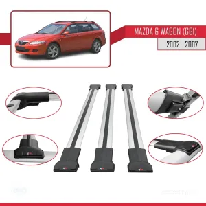 Mazda 6 (GG1) 2002-2007 Arası ile Uyumlu FLY Model Ara Atkı Tavan Barı GRİ 3 ADET BAR - Görsel 5
