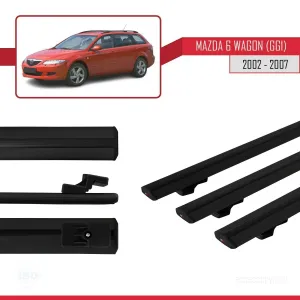 Mazda 6 (GG1) 2002-2007 Arası ile uyumlu Basic Model Ara Atkı Tavan Barı SİYAH 3 ADET thumb 3
