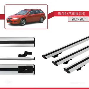 Mazda 6 (GG1) 2002-2007 Arası ile uyumlu Basic Model Ara Atkı Tavan Barı GRİ 3 ADET - Görsel 3