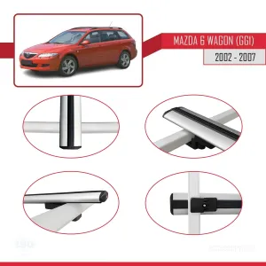 Mazda 6 (GG1) 2002-2007 Arası ile uyumlu Basic Model Ara Atkı Tavan Barı GRİ 3 ADET - Görsel 4