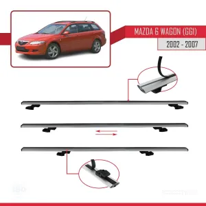 Mazda 6 (GG1) 2002-2007 Arası ile uyumlu Basic Model Ara Atkı Tavan Barı GRİ 3 ADET - Görsel 5
