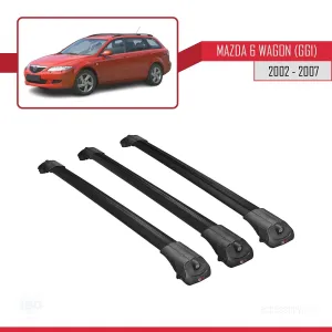 Mazda 6 (GG1) 2002-2007 Arası ile uyumlu ACE-1 Ara Atkı Tavan Barı SİYAH 3 ADET BAR - Görsel 3