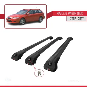 Mazda 6 (GG1) 2002-2007 Arası ile uyumlu ACE-1 Ara Atkı Tavan Barı SİYAH 3 ADET BAR - Görsel 4