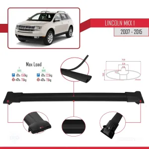 Lincoln MKX 2007-2015 Arası ile uyumlu FLY Model Ara Atkı Tavan Barı SİYAH thumb 4