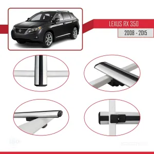 Lexus RX350 - RX350-2 2008-2015 Arası ile uyumlu Basic Model Ara Atkı Tavan Barı GRİ 3 ADET - Görsel 4