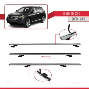 Lexus RX350 - RX350-2 2008-2015 Arası ile uyumlu Basic Model Ara Atkı Tavan Barı GRİ 3 ADET - Görsel 5