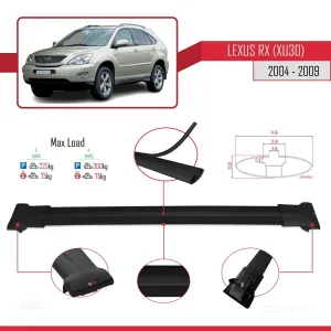 Lexus RX (XU30) 2004-2009 Arası ile Uyumlu FLY Model Ara Atkı Tavan Barı SİYAH 3 ADET BAR - Görsel 4