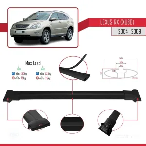 Lexus RX (XU30) 2004-2009 Arası ile Uyumlu FLY Model Ara Atkı Tavan Barı SİYAH thumb 4