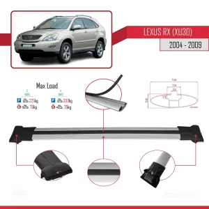 Lexus RX (XU30) 2004-2009 Arası ile Uyumlu FLY Model Ara Atkı Tavan Barı GRİ 3 ADET BAR - Görsel 4