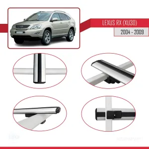 Lexus RX (XU30) 2004-2009 Arası ile uyumlu Basic Model Ara Atkı Tavan Barı GRİ 3 ADET - Görsel 4