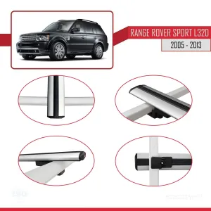 Land Rover Range Rover Sport (L320) 2005-2013 Arası ile uyumlu Basic Model Ara Atkı Tavan Barı GRİ 3 ADET thumb 4