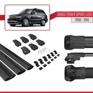 Land Rover Range Rover Sport (L320) 2005-2013 Arası ile uyumlu ACE-1 Ara Atkı Tavan Barı SİYAH 3 ADET BAR thumb 5
