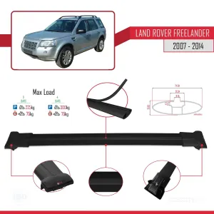 Land Rover Freelander 2007-2014 Arası ile Uyumlu FLY Model Ara Atkı Tavan Barı SİYAH 3 ADET BAR - Görsel 4