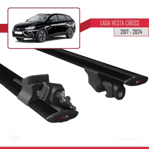 Lada Vesta / Cross SW 2017 ve Sonrası ile uyumlu HOOK Model Anahtar Kilitli Ara Atkı Tavan Barı SİYAH thumb 5