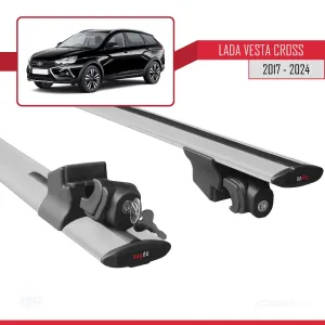 Lada Vesta / Cross SW 2017 ve Sonrası ile uyumlu HOOK Model Anahtar Kilitli Ara Atkı Tavan Barı GRİ thumb 5