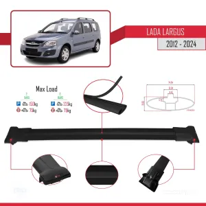 Lada Largus 2012 ve Sonrası ile Uyumlu FLY Model Ara Atkı Tavan Barı SİYAH - Görsel 4