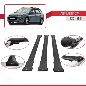 Lada Kalina SW 2013-2018 Arası ile Uyumlu FLY Model Ara Atkı Tavan Barı SİYAH 3 ADET BAR - Görsel 5