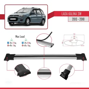 Lada Kalina SW 2013-2018 Arası ile Uyumlu FLY Model Ara Atkı Tavan Barı GRİ 3 ADET BAR thumb 4