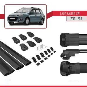 Lada Kalina SW 2013-2018 Arası ile uyumlu ACE-1 Ara Atkı Tavan Barı SİYAH 3 ADET BAR thumb 5