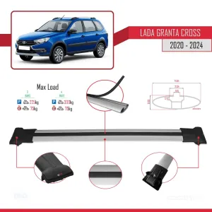 Lada Granta Cross 2020 Sonrası ile Uyumlu FLY Model Ara Atkı Tavan Barı GRİ 3 ADET BAR thumb 4
