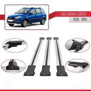 Lada Granta Cross 2020 Sonrası ile Uyumlu FLY Model Ara Atkı Tavan Barı GRİ 3 ADET BAR thumb 5