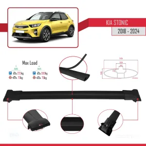 Kia Stonic 2018 ve Sonrası ile Uyumlu FLY Model Ara Atkı Tavan Barı SİYAH 3 ADET BAR - Görsel 4