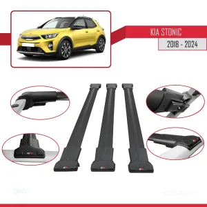 Kia Stonic 2018 ve Sonrası ile Uyumlu FLY Model Ara Atkı Tavan Barı SİYAH 3 ADET BAR - Görsel 5