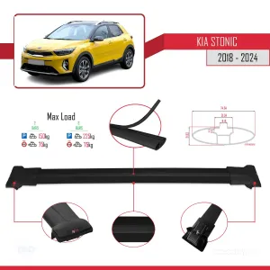 Kia Stonic 2018 ve Sonrası ile Uyumlu FLY Model Ara Atkı Tavan Barı SİYAH thumb 5
