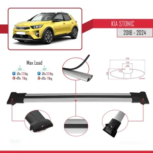 Kia Stonic 2018 ve Sonrası ile Uyumlu FLY Model Ara Atkı Tavan Barı GRİ 3 ADET BAR - Görsel 4