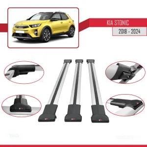 Kia Stonic 2018 ve Sonrası ile Uyumlu FLY Model Ara Atkı Tavan Barı GRİ 3 ADET BAR - Görsel 5