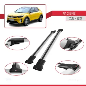 Kia Stonic 2018 ve Sonrası ile Uyumlu FLY Model Ara Atkı Tavan Barı GRİ thumb 4