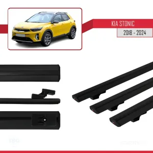 Kia Stonic 2018 ve Sonrası ile uyumlu Basic Model Ara Atkı Tavan Barı SİYAH 3 ADET thumb 5