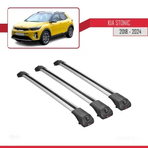 Kia Stonic 2018 ve Sonrası ile uyumlu ACE-1 Ara Atkı Tavan Barı GRİ 3 ADET BAR thumb 3