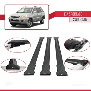 Kia Sportage 2004-2009 Arası ile Uyumlu FLY Model Ara Atkı Tavan Barı SİYAH 3 ADET BAR - Görsel 5