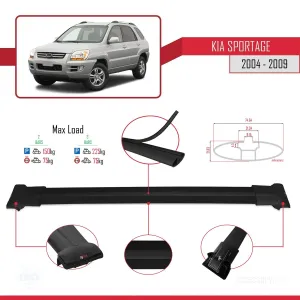 Kia Sportage 2004-2009 Arası ile uyumlu FLY Model Ara Atkı Tavan Barı SİYAH - Görsel 4